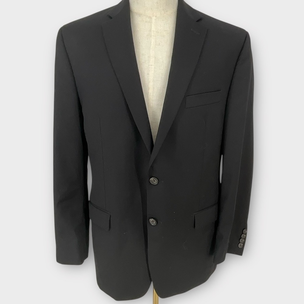 Ralph Lauren Men Black Wool Suit Jacket Blazer 42R dark academia old money